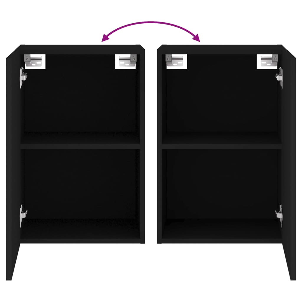 Meubles TV muraux 2 pcs noir 40,5x30x60 cm bois d'ingénierie