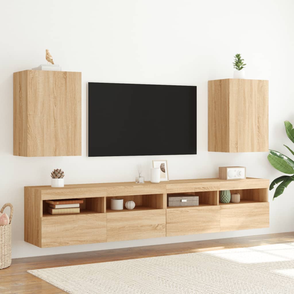 Meubles TV muraux 2 pcs chêne sonoma 40,5x30x60 cm