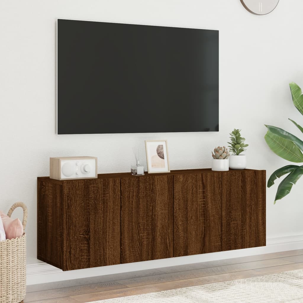 Meubles TV muraux 2 pcs chêne marron 60x30x41 cm