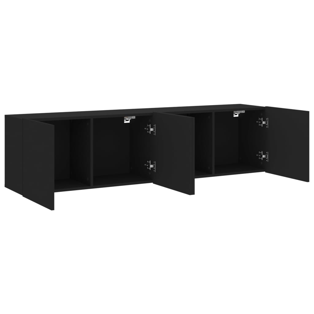 Meubles TV muraux 2 pcs noir 80x30x41 cm