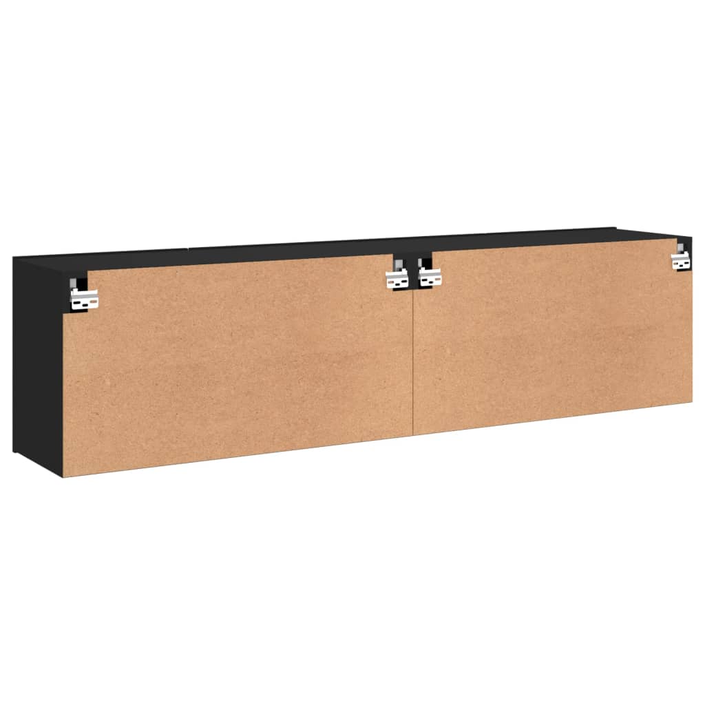 Meubles TV muraux 2 pcs noir 80x30x41 cm