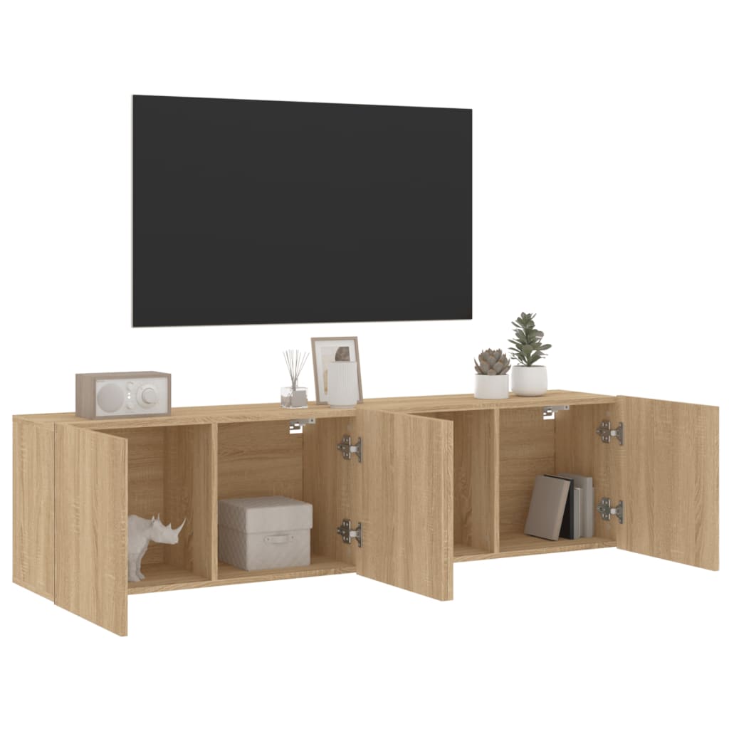 Meubles TV muraux 2 pcs chêne sonoma 80x30x41 cm