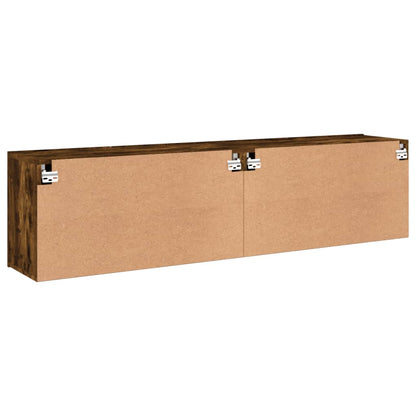 Meubles TV muraux 2 pcs chêne fumé 80x30x41 cm