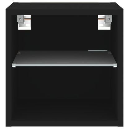 Meubles TV muraux avec lumières LED 2 pcs noir 30x28,5x30 cm