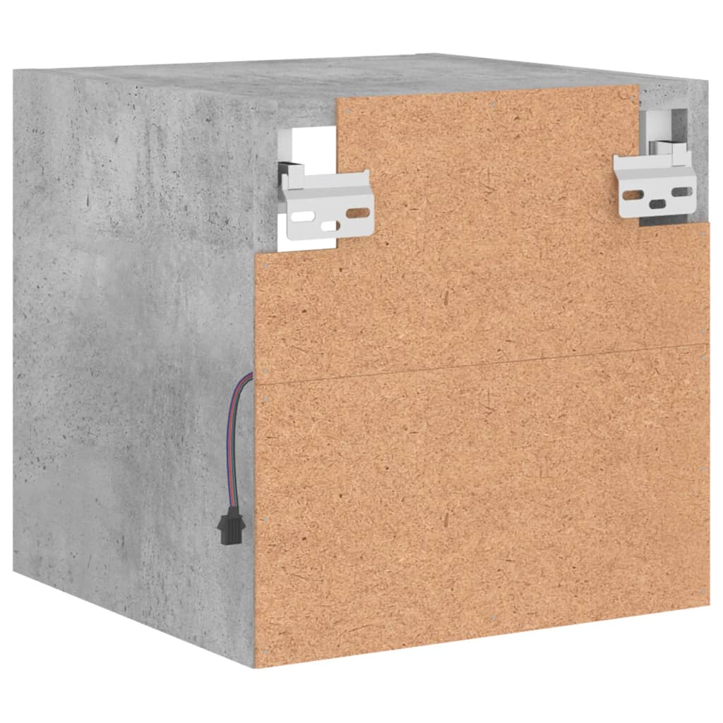 Meubles TV muraux et lumières LED 2pcs gris béton 30x28,5x30 cm