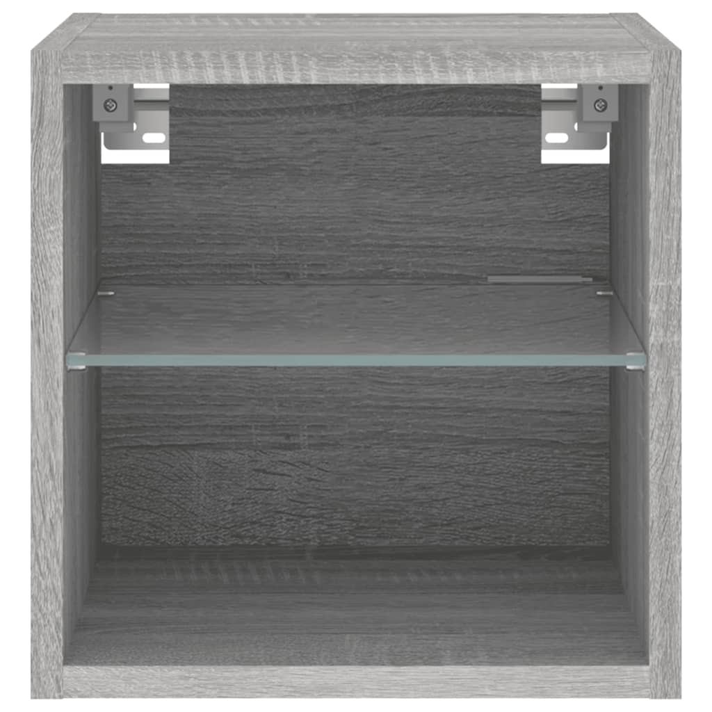 Meubles TV muraux et lumières LED 2pcs sonoma gris 30x28,5x30cm