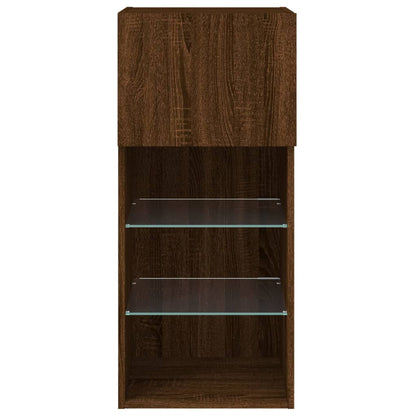 Meubles TV avec lumières LED 2 pcs chêne marron 40,5x30x90 cm