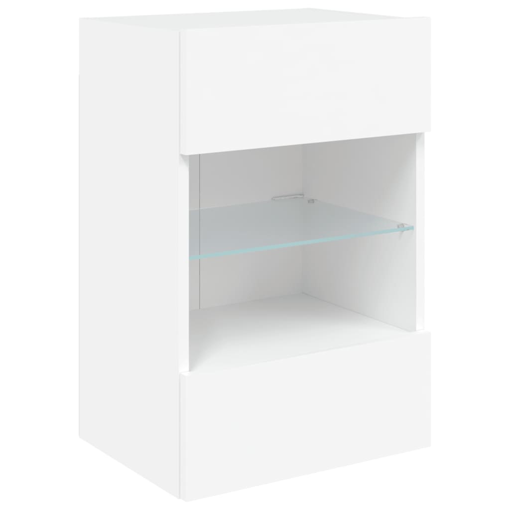 Meubles TV muraux avec lumières LED 2 pcs blanc 40x30x60,5 cm