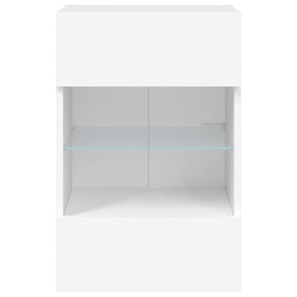 Meubles TV muraux avec lumières LED 2 pcs blanc 40x30x60,5 cm