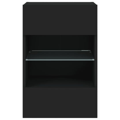 Meubles TV muraux avec lumières LED 2 pcs noir 40x30x60,5 cm