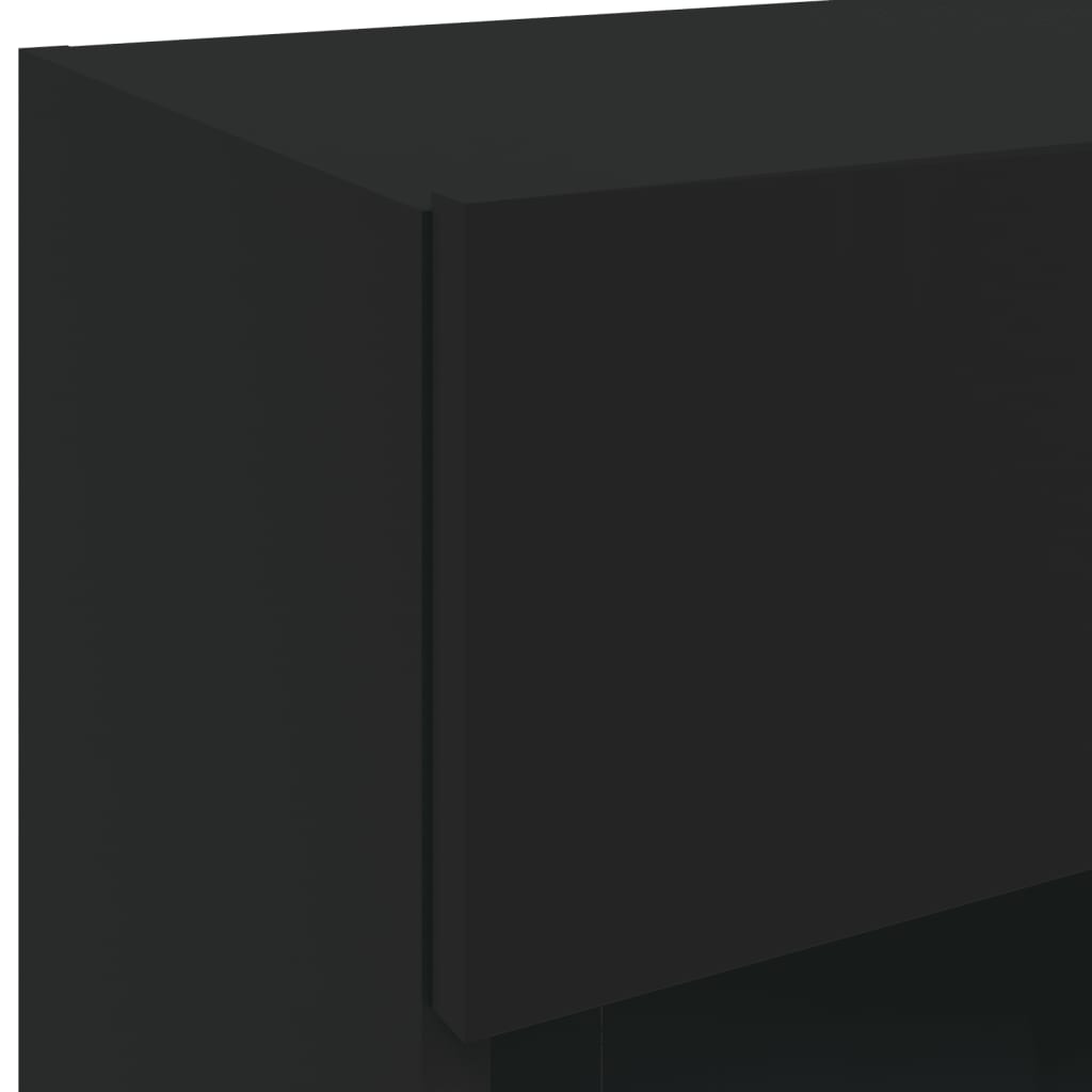 Meubles TV muraux avec lumières LED 2 pcs noir 40x30x60,5 cm