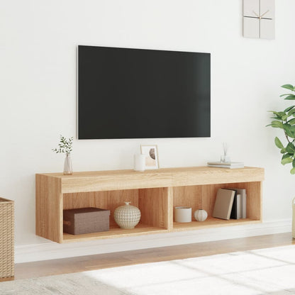 Meubles TV avec lumières LED 2 pcs chêne sonoma 60x30x30 cm