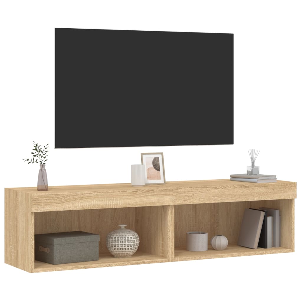 Meubles TV avec lumières LED 2 pcs chêne sonoma 60x30x30 cm