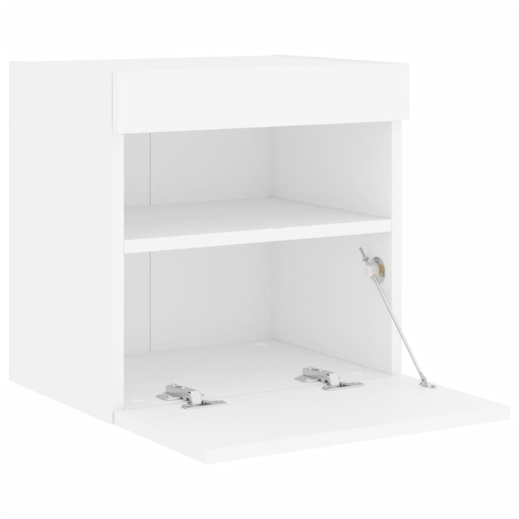 Meubles TV muraux avec lumières LED 2 pcs blanc 40x30x40 cm