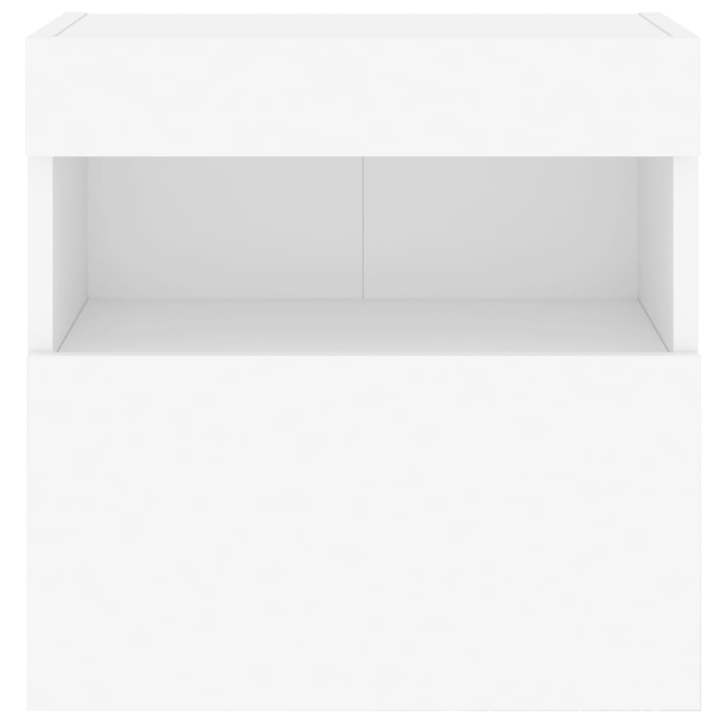 Meubles TV muraux avec lumières LED 2 pcs blanc 40x30x40 cm