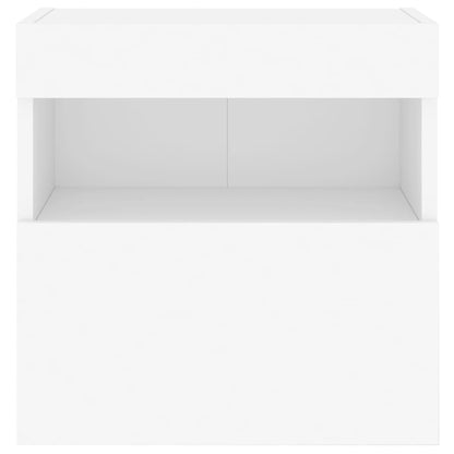 Meubles TV muraux avec lumières LED 2 pcs blanc 40x30x40 cm