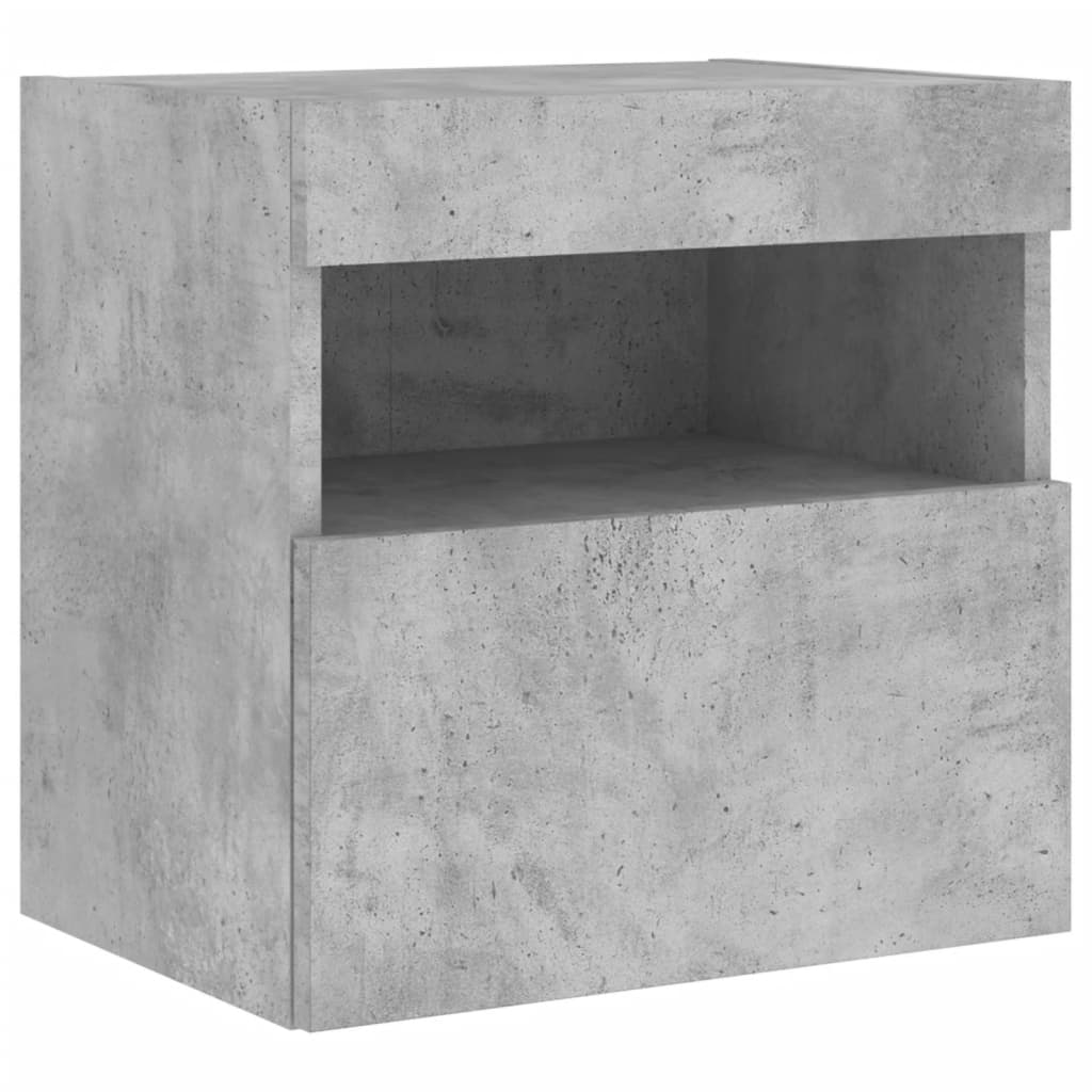 Meubles TV muraux et lumières LED 2pcs gris béton 40x30x40 cm