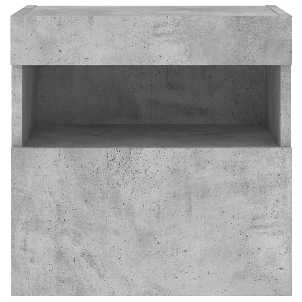 Meubles TV muraux et lumières LED 2pcs gris béton 40x30x40 cm