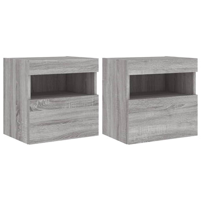 Meubles TV muraux et lumières LED 2pcs sonoma gris 40x30x40 cm