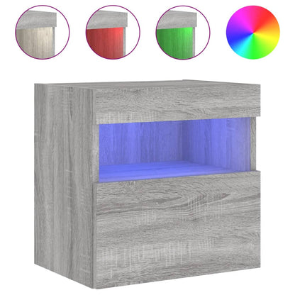 Meubles TV muraux et lumières LED 2pcs sonoma gris 40x30x40 cm