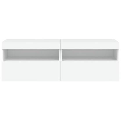 Meubles TV muraux avec lumières LED 2 pcs blanc 60x30x40 cm