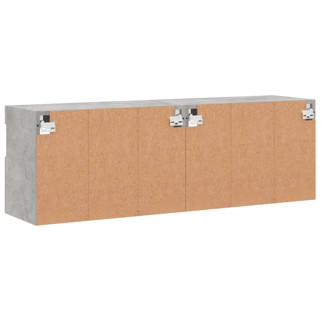 Meubles TV muraux et lumières LED 2pcs gris béton 60x30x40 cm