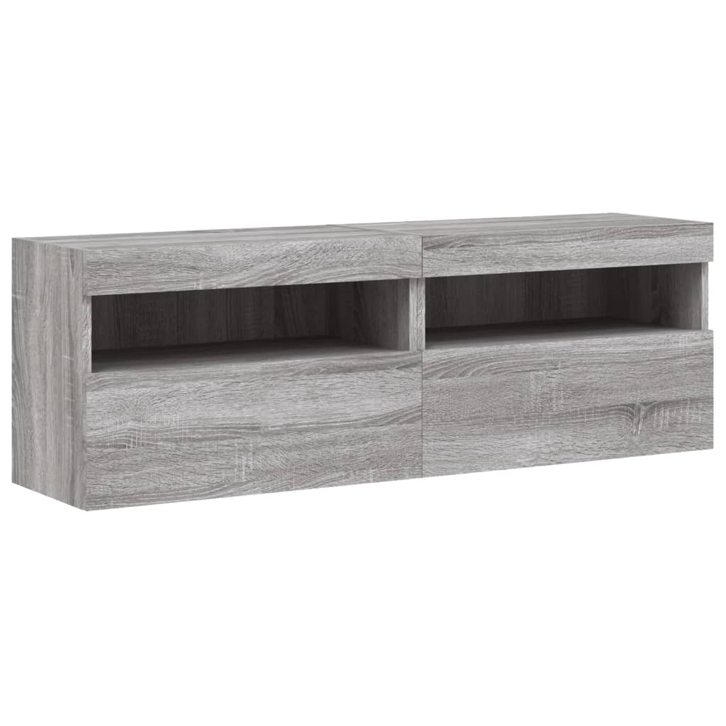 Meubles TV muraux et lumières LED 2pcs sonoma gris 60x30x40 cm