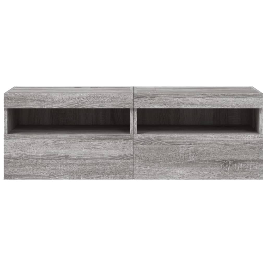 Meubles TV muraux et lumières LED 2pcs sonoma gris 60x30x40 cm