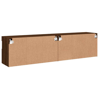 Meubles TV muraux lumières LED 2 pcs chêne marron 80x30x40 cm