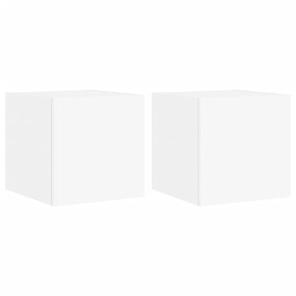 Meubles TV muraux avec lumières LED 2 pcs blanc 30,5x35x30 cm