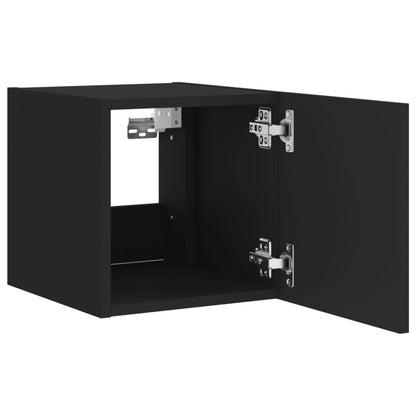 Meubles TV muraux avec lumières LED 2 pcs noir 30,5x35x30 cm