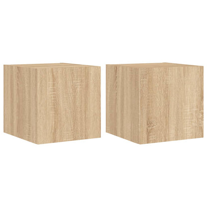 Meubles TV muraux lumières LED 2 pcs chêne sonoma 30,5x35x30 cm