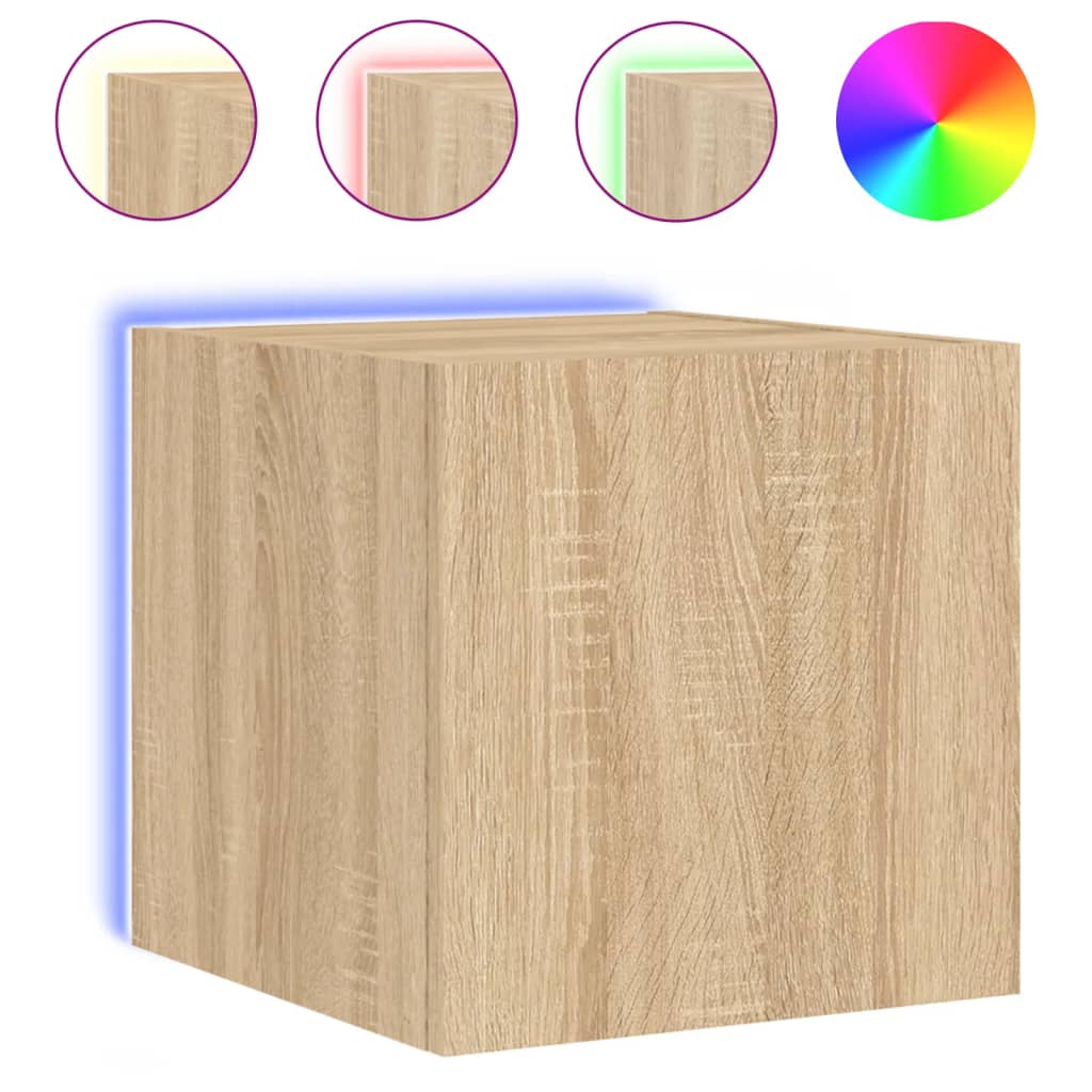 Meubles TV muraux lumières LED 2 pcs chêne sonoma 30,5x35x30 cm