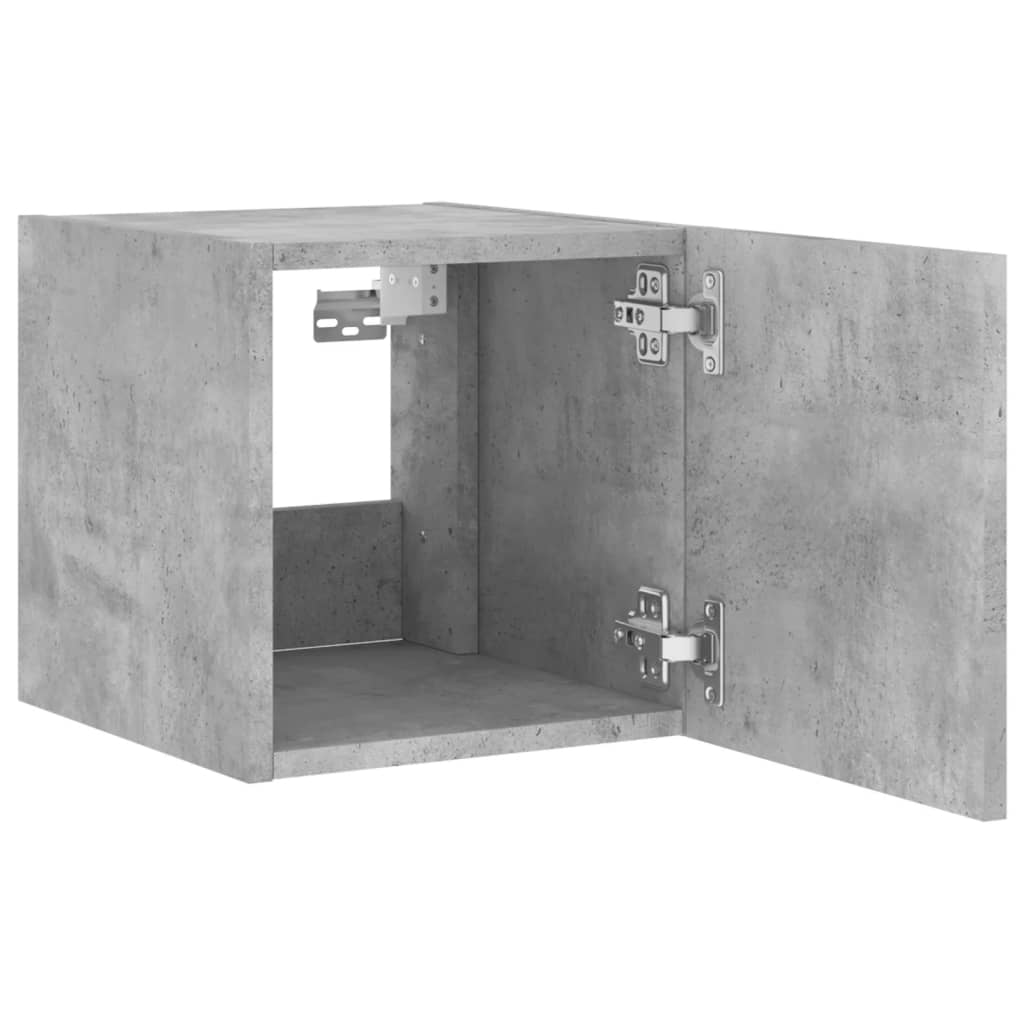 Meubles TV muraux et lumières LED 2pcs gris béton 30,5x35x30 cm