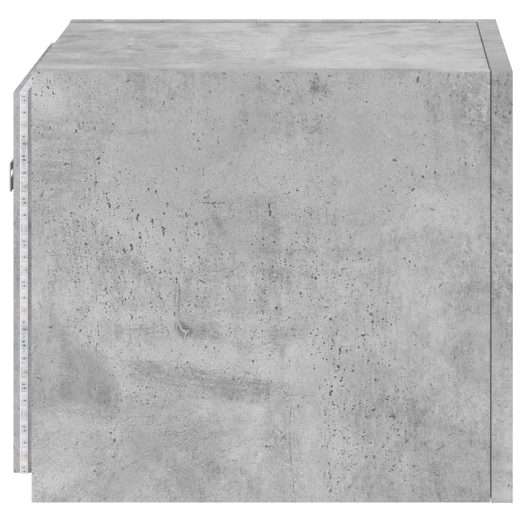 Meubles TV muraux et lumières LED 2pcs gris béton 30,5x35x30 cm