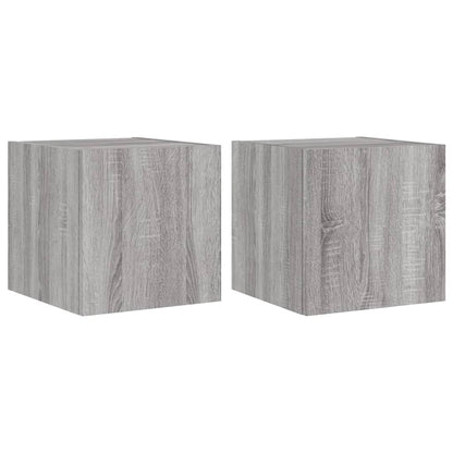 Meubles TV muraux et lumières LED 2pcs sonoma gris 30,5x35x30cm