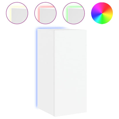 Meubles TV muraux avec lumières LED 2 pcs blanc 30,5x35x70 cm