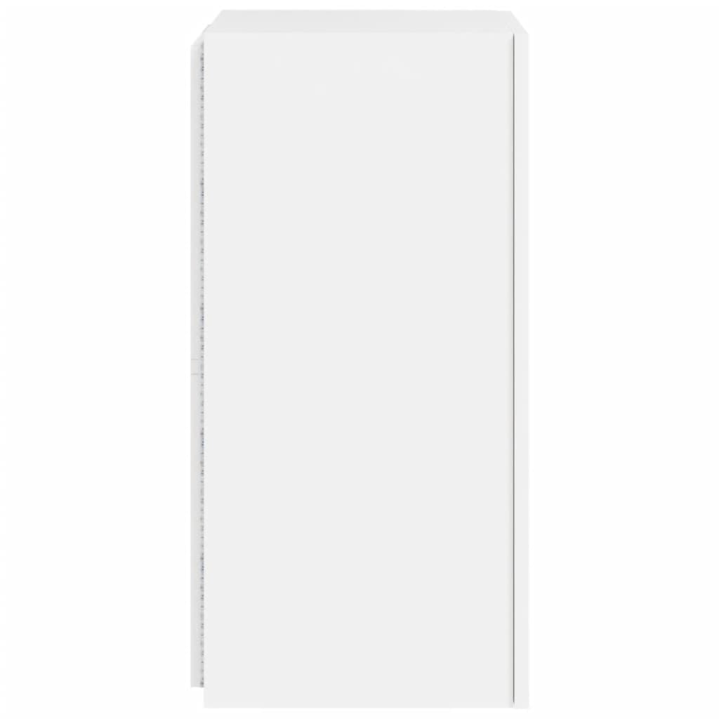 Meubles TV muraux avec lumières LED 2 pcs blanc 30,5x35x70 cm