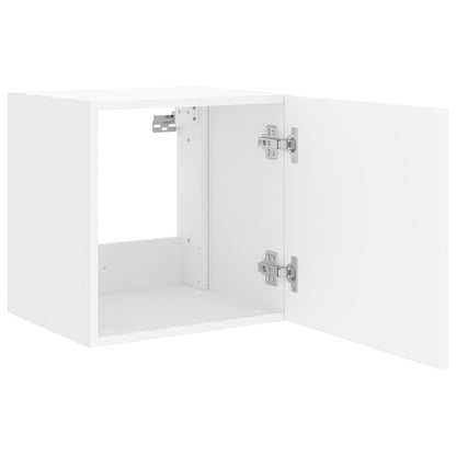 Meubles TV muraux avec lumières LED 2 pcs blanc 40,5x35x40 cm