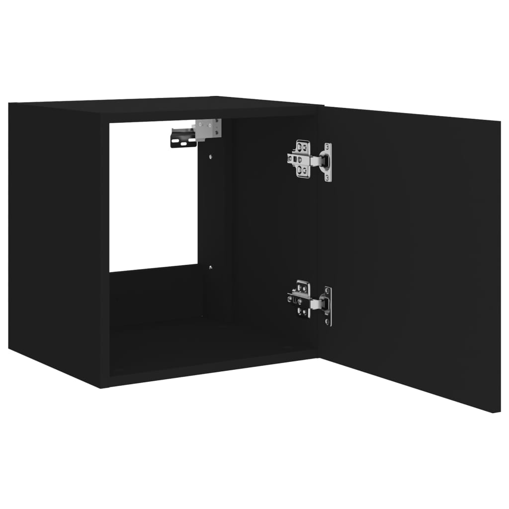 Meubles TV muraux avec lumières LED 2 pcs noir 40,5x35x40 cm