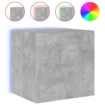 Meubles TV muraux et lumières LED 2pcs gris béton 40,5x35x40 cm