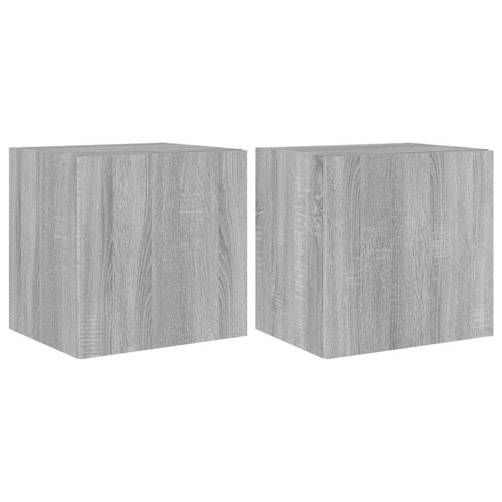 Meubles TV muraux et lumières LED 2pcs sonoma gris 40,5x35x40cm