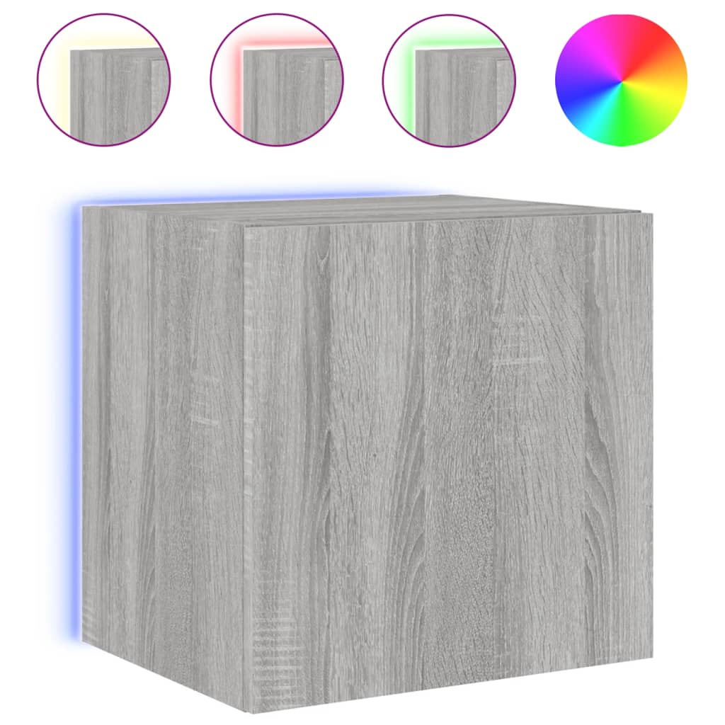 Meubles TV muraux et lumières LED 2pcs sonoma gris 40,5x35x40cm