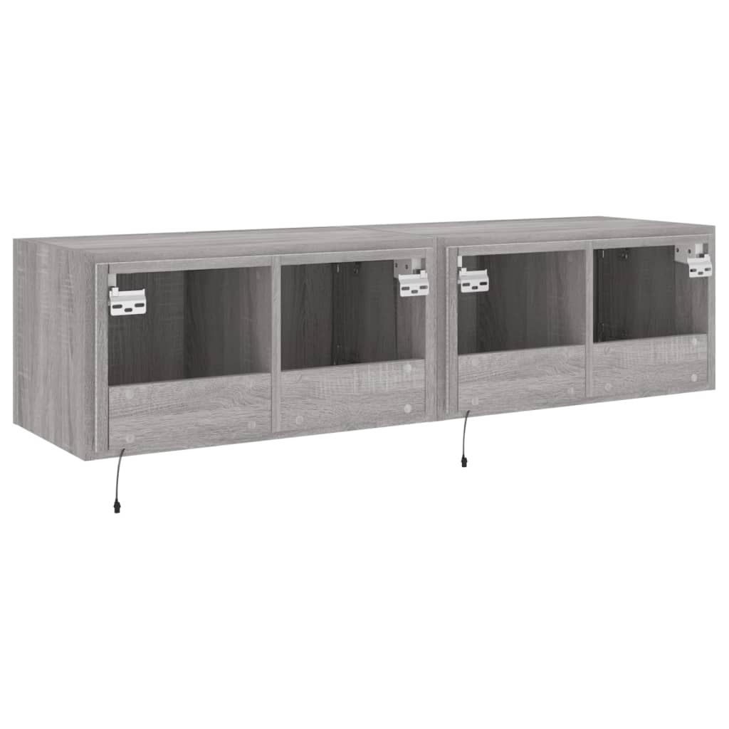 Meubles TV muraux et lumières LED 2pcs sonoma gris 60x35x31 cm