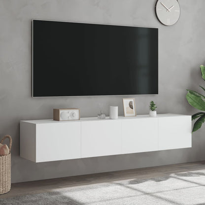 Meubles TV muraux avec lumières LED 2 pcs blanc 80x35x31 cm