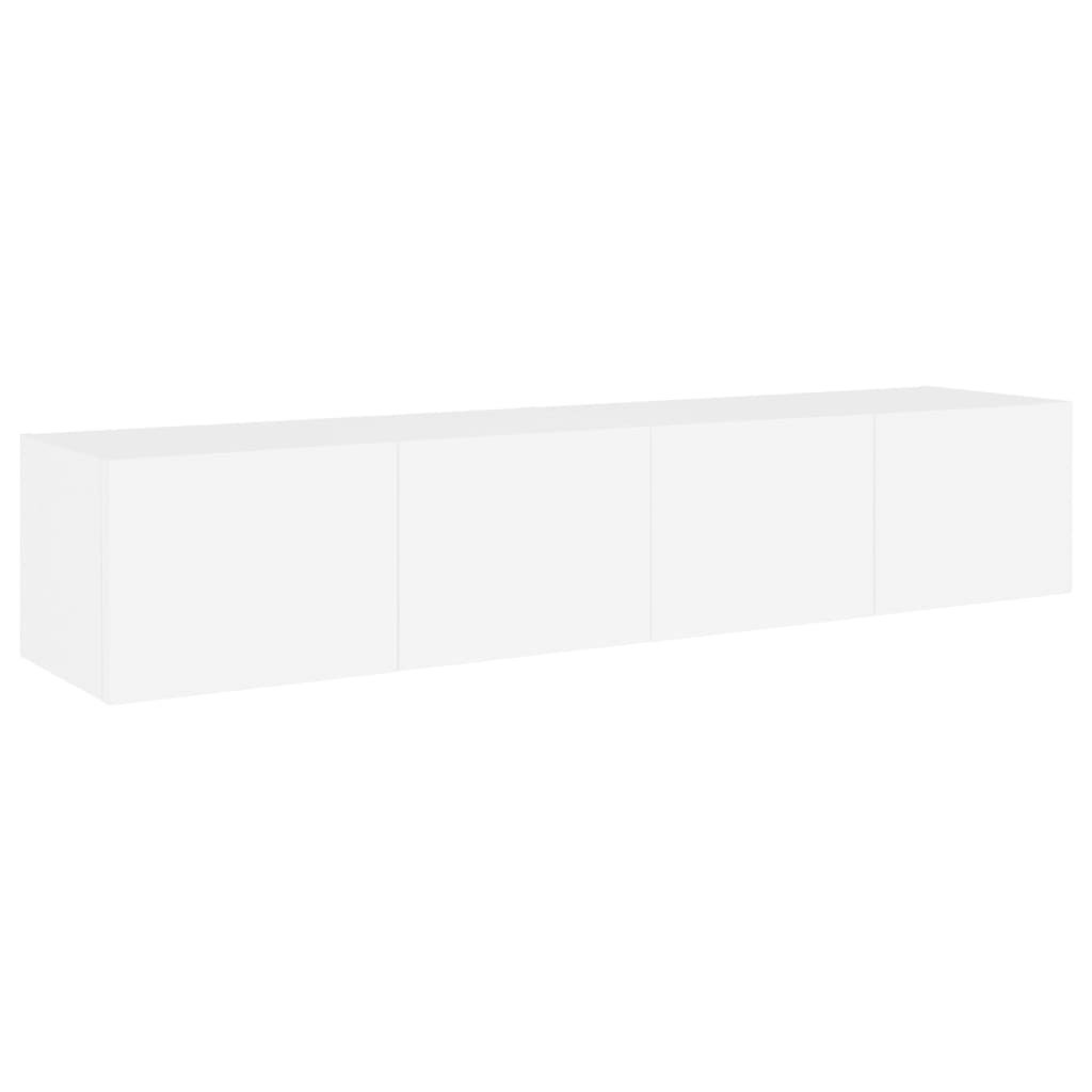 Meubles TV muraux avec lumières LED 2 pcs blanc 80x35x31 cm