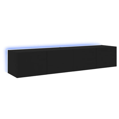 Meubles TV muraux avec lumières LED 2 pcs noir 80x35x31 cm