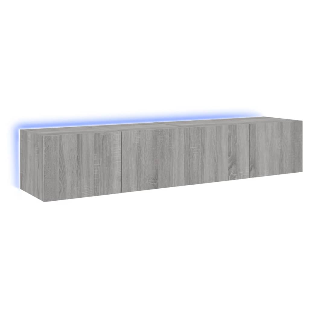 Meubles TV muraux et lumières LED 2pcs sonoma gris 80x35x31 cm