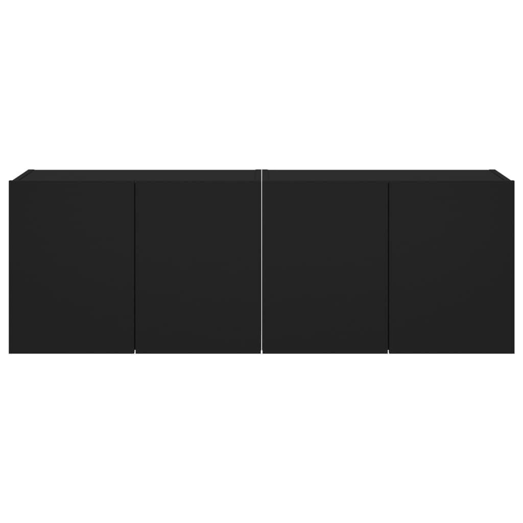 Meubles TV muraux avec lumières LED 2 pcs noir 60x35x41 cm