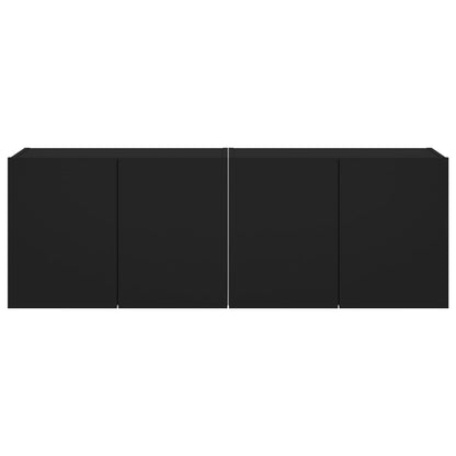 Meubles TV muraux avec lumières LED 2 pcs noir 60x35x41 cm